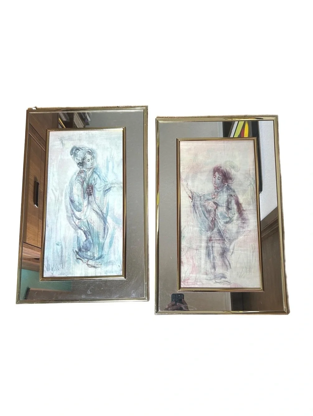 Pair of Vintage Lithographic Reproductions of Edna Hibel’s Geishas